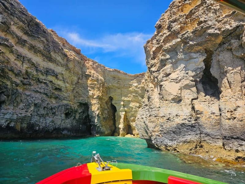 Blue Lagoon:Malta Crystal Lagoon, Comino,Private Speedboat - On-board comforts: Bluetooth music, cooler ice, noodles, and masks