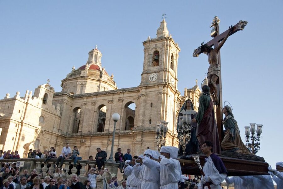 Good Friday Easter Procession with Commentary and Transport - Life-size statues and brass band marches, not just photos