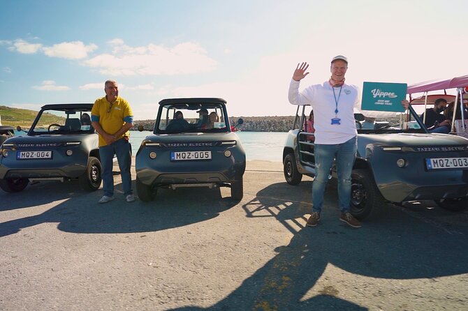 Gozo Self Drive E Jeep Tour - All Inclusive - Xlendi Bay: cliffs, caves, and the Xlendi Tower view