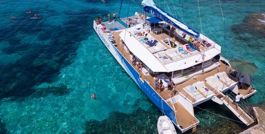 Malta: Blue Lagoon Evening Catamaran Cruise - Setting Off From Bugibba Jetty on the Sea Breeze