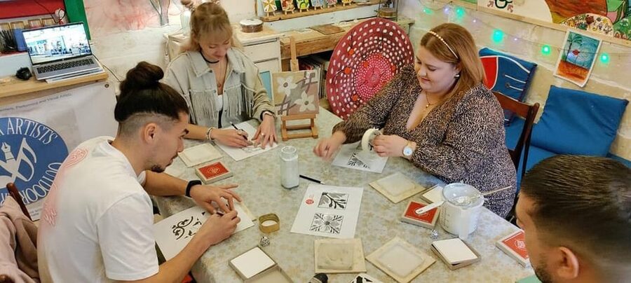 Maltese Tile - Souvenir painting workshop with local - A Handmade Maltese Coaster in a Real Townhouse Studio
