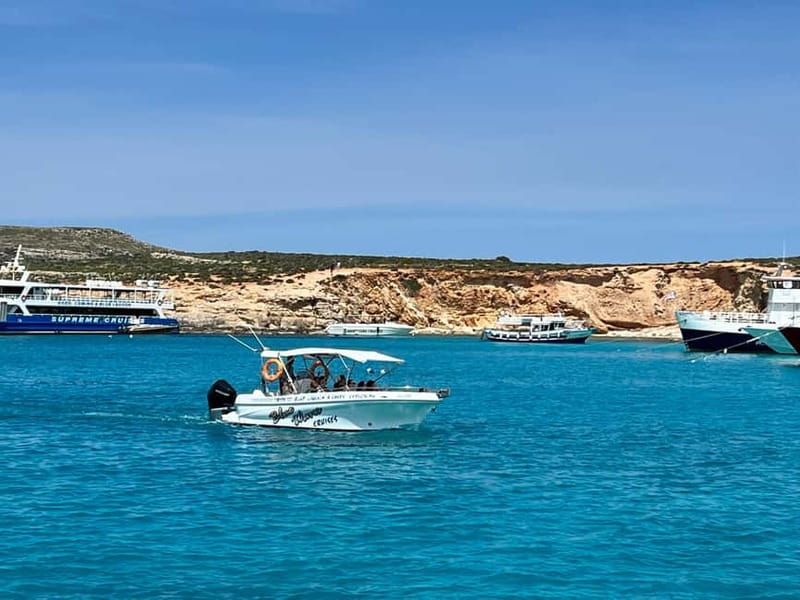 Mellieha: 1:00pm Speedboat round Comino Caves 2h Blue Lagoon - From Blue Waves Watersports, you start close to the action