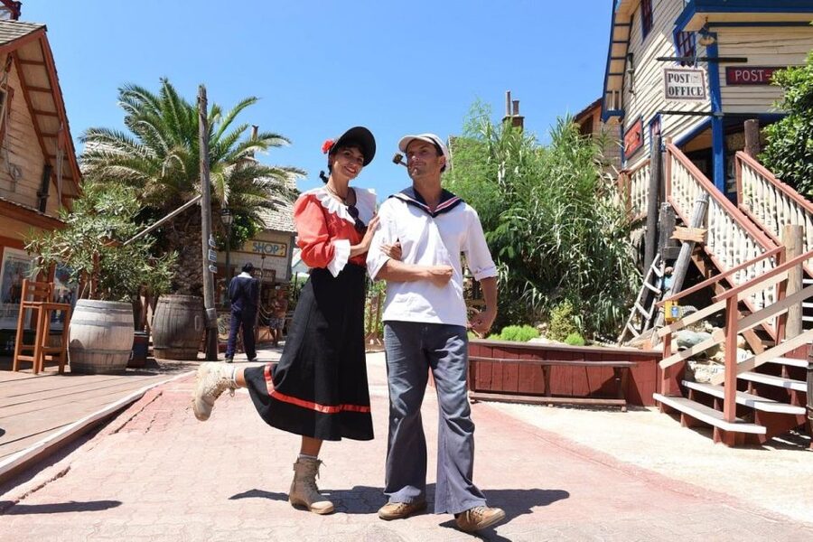 Mellieha: Popeye Village Entry Ticket - Anchor Bay water fun in summer: inflatables, splash pool, and sunbeds